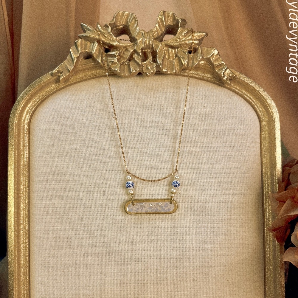 Blue Transferware Necklace